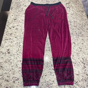 Simply Vera By Vera Wang Casual Velour Like Joggers Size Medium Pink Printed